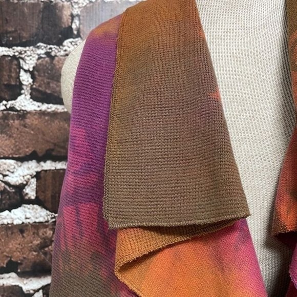 Tie Dyed Vest Waffle Knit Pink Purple Brown Draped Size Small Medium - Picture 7 of 12